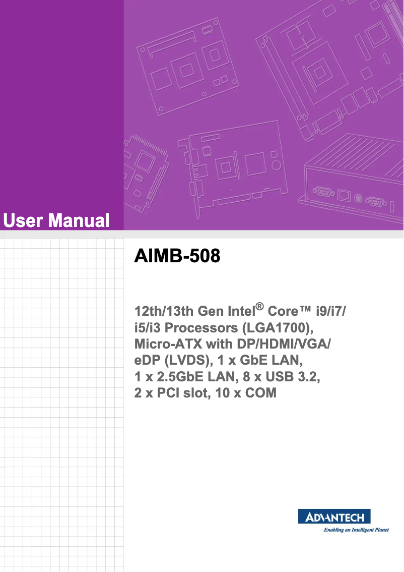 Page n°1 - Manuel utilisateur Advantech AIMB-508