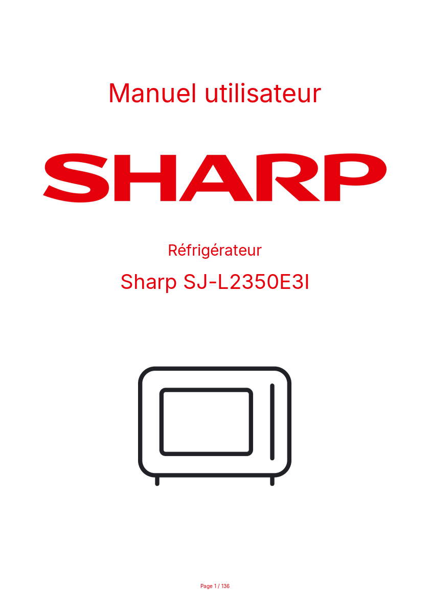 Page n°1 - Manuel utilisateur Sharp SJ-L2350E3I