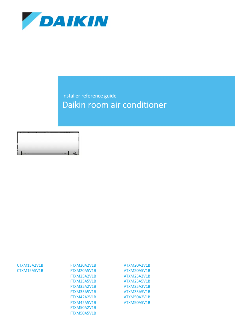 Page 1 de la notice Guide d'installation Daikin ATXM20A2V1B