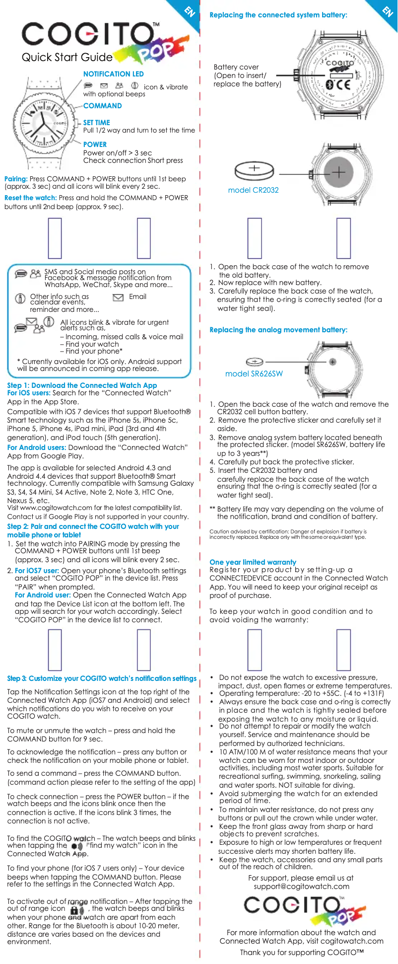 Page 1 de la notice Guide de démarrage rapide COGITO Pop
