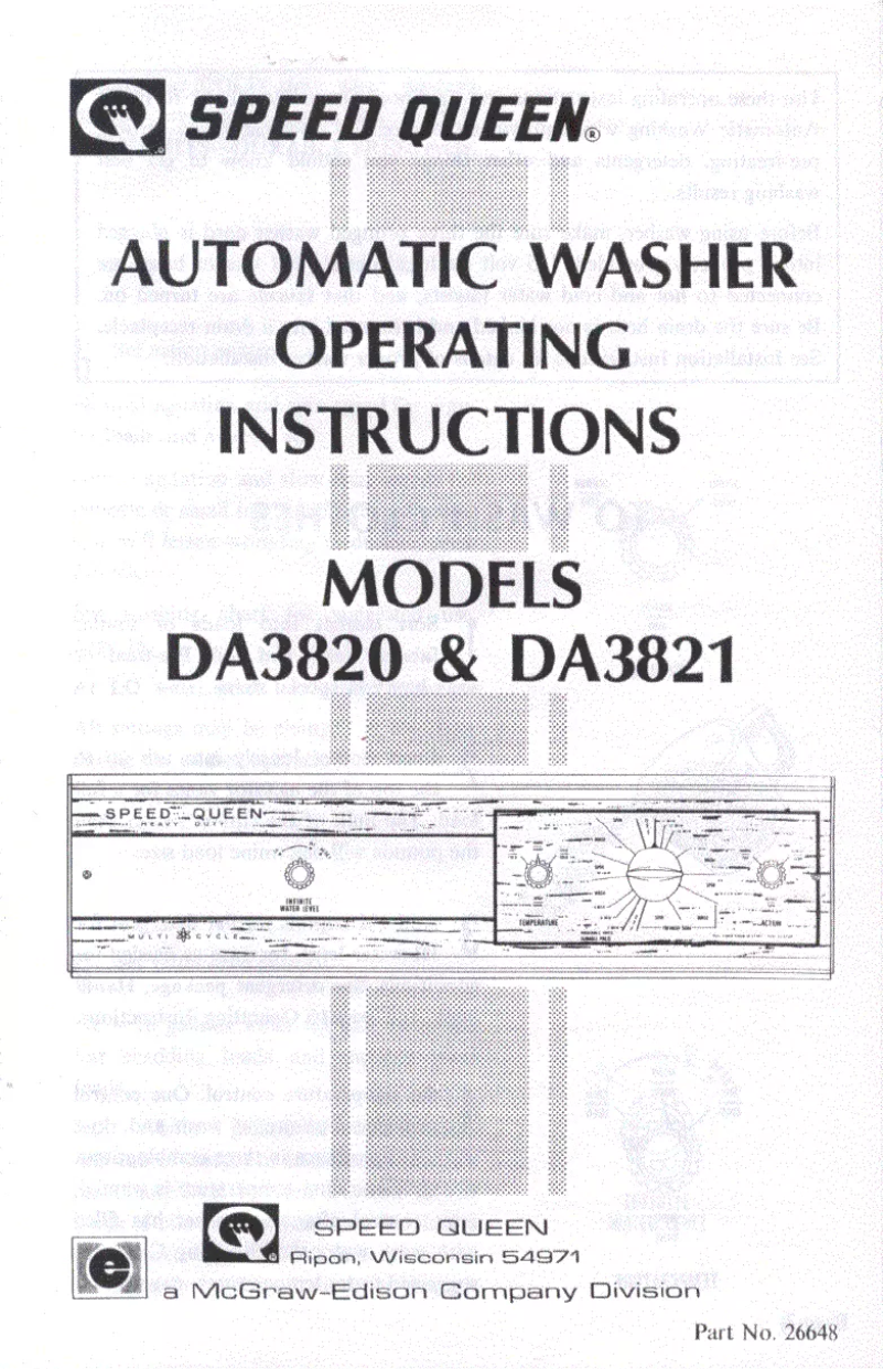 Página 1 del manual Manual de usuario Speed Queen DA3821