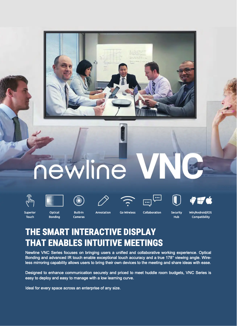 Page 1 de la notice Fiche technique Newline TT-6519VNC