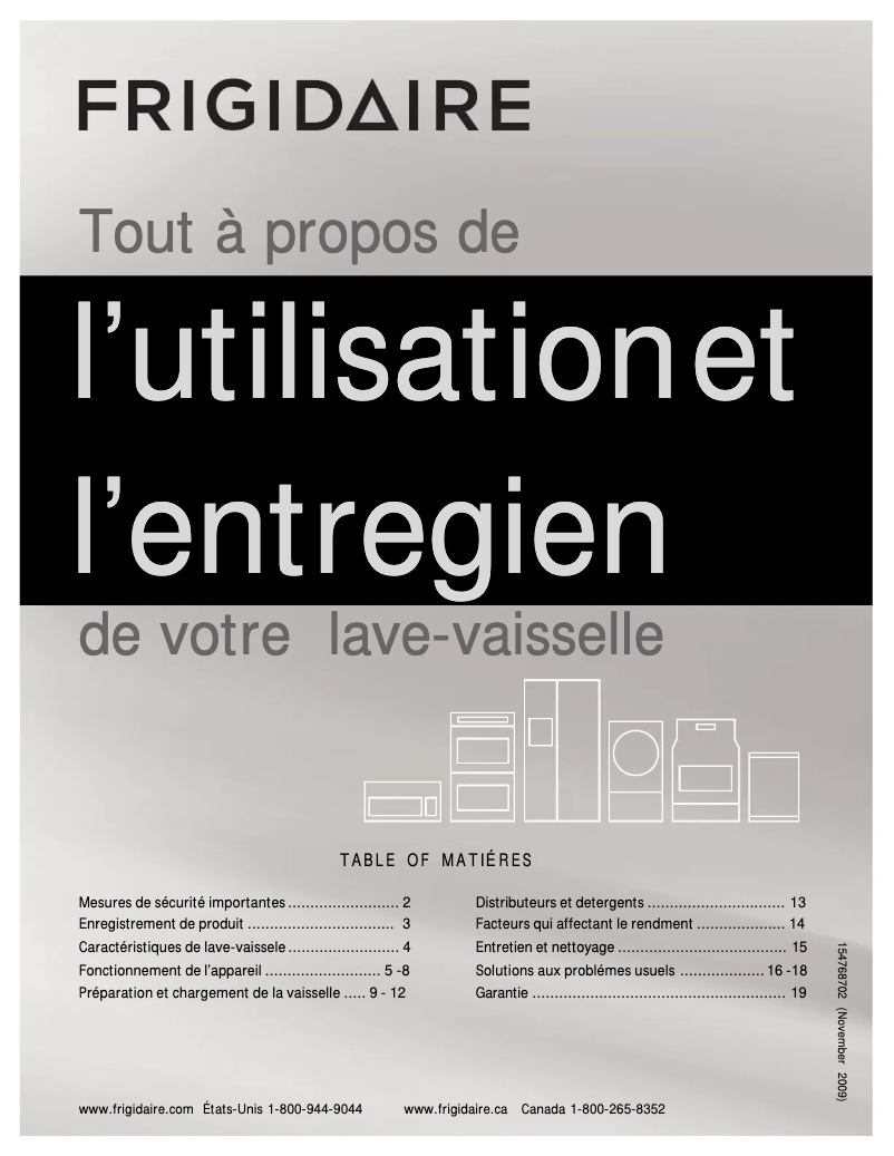 Page n°1 - Manuel utilisateur Frigidaire FGHD2433KF