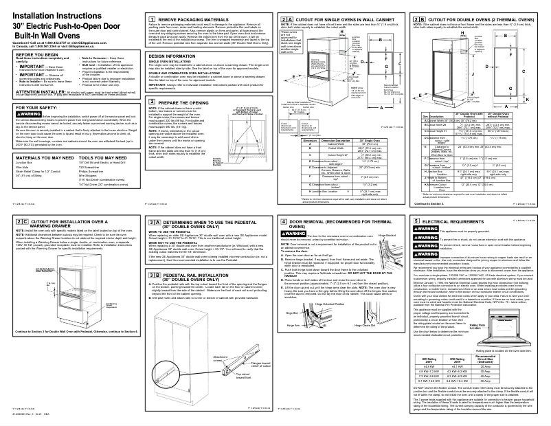 Page 1 de la notice Guide d'installation Monogram ZTSX1DSSNSS