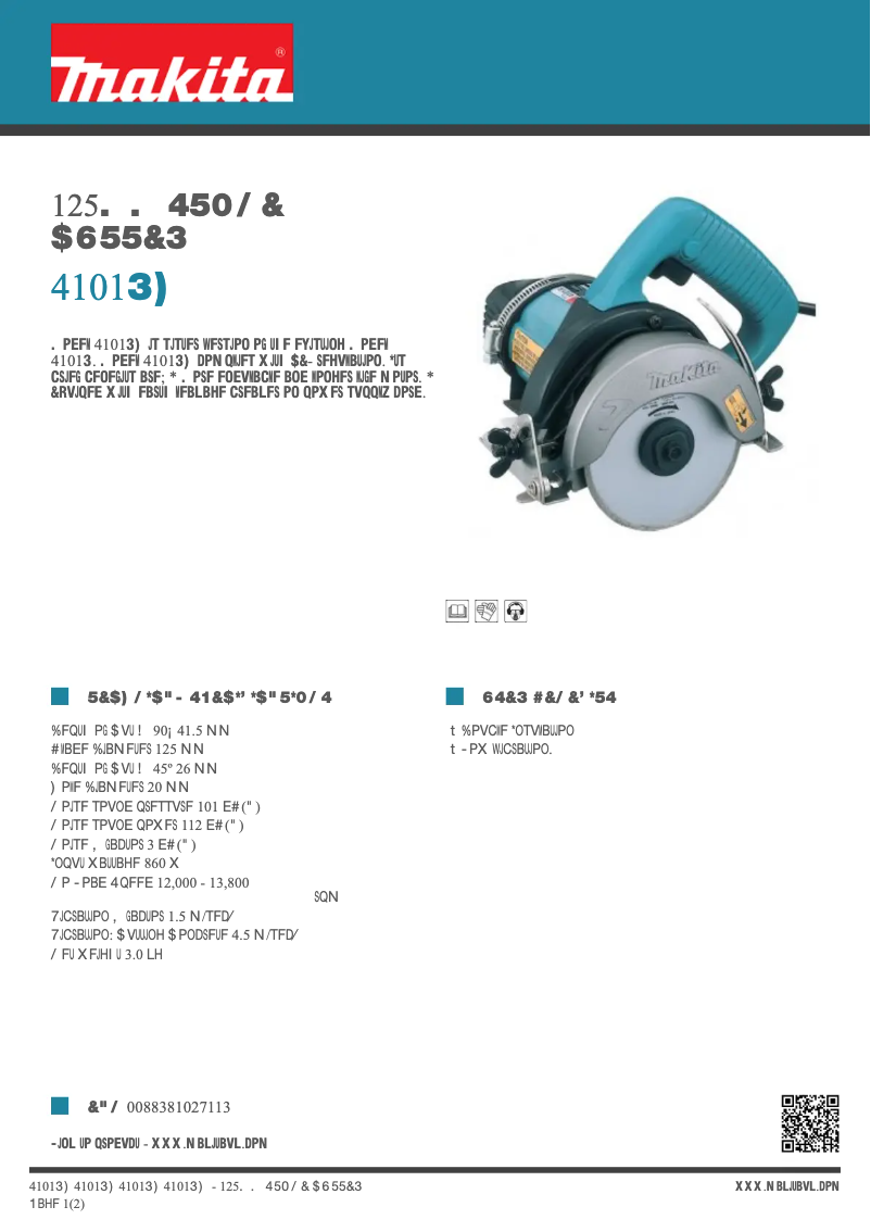 Page 1 de la notice Fiche technique Makita 4101RH