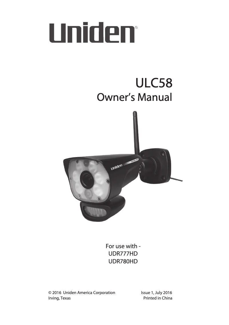 Image de la première page du manuel de l'appareil LightCam ULC58