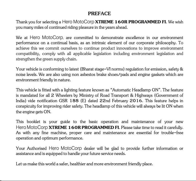 Image de la première page du manuel de l'appareil Xtreme 160R (2021)