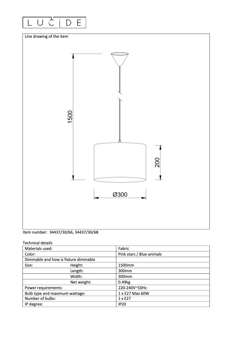 Page n°1 - Manuel utilisateur Lucide Adrian 34437/30/68
