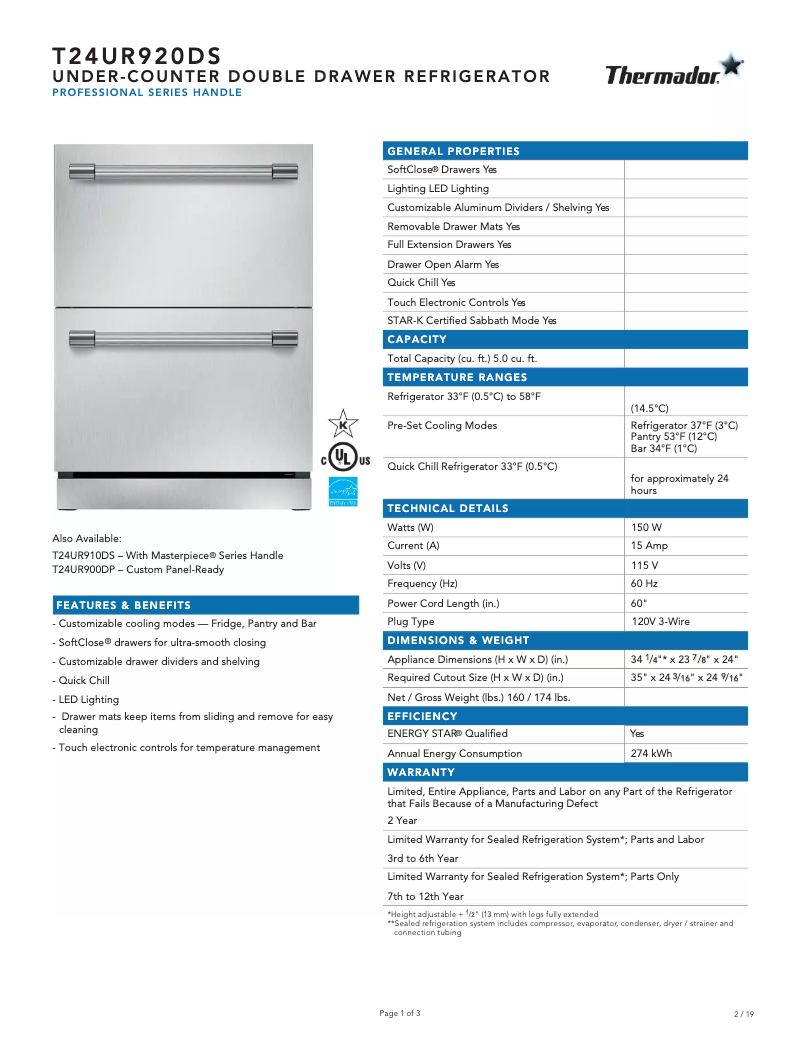 Image de la première page du manuel de l'appareil T24UR920DS