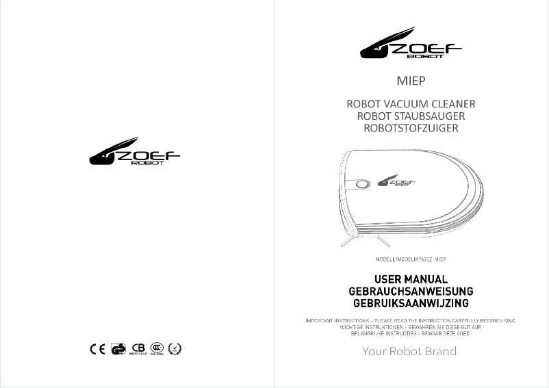 Page 1 de la notice Manuel utilisateur Zoef Robot Miep