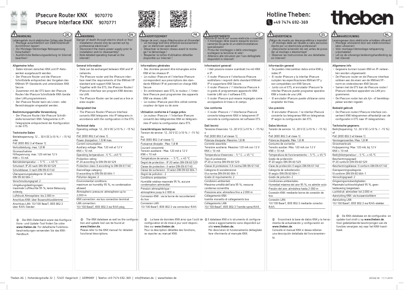 Image de la première page du manuel de l'appareil IPsecure Interface KNX
