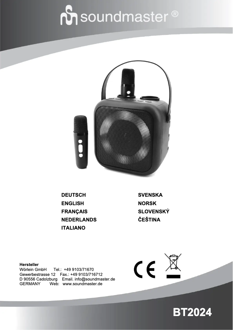 Page 1 de la notice Manuel utilisateur Soundmaster BT2024