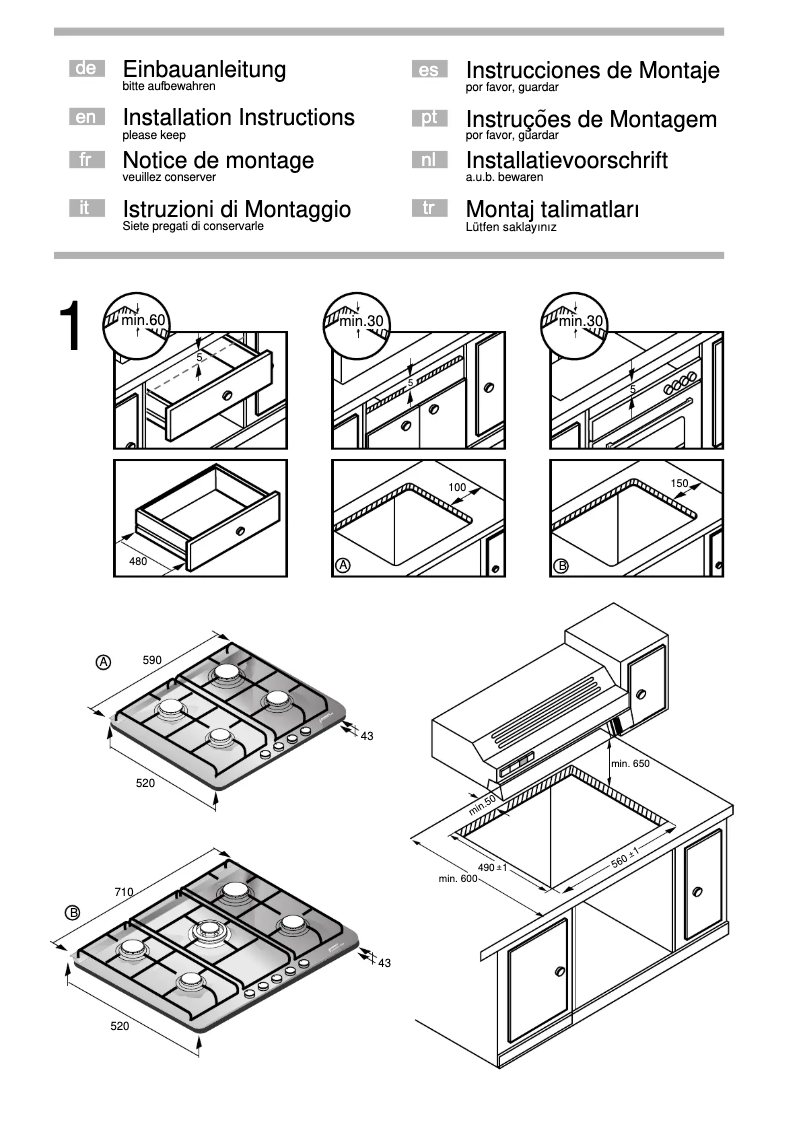 Page n°1 - Guide d'installation Bosch PPQ726M90E