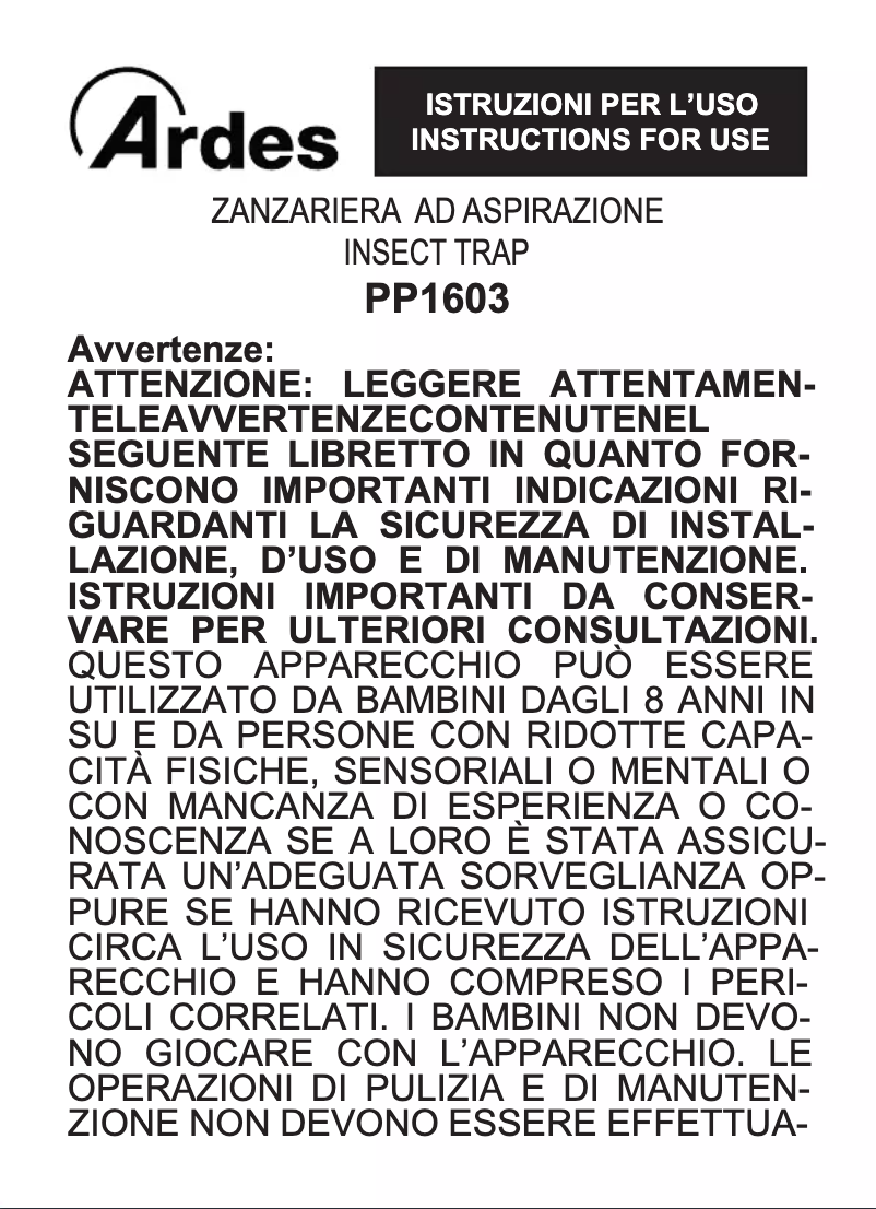 Page n°1 - Instructions / montage Ardes PP1603