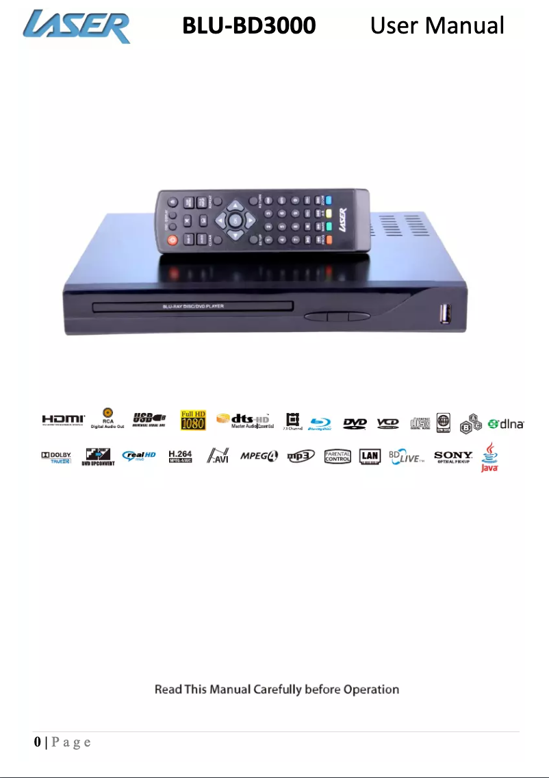 Page n°1 - Manuel utilisateur Laser BLU-BD3000