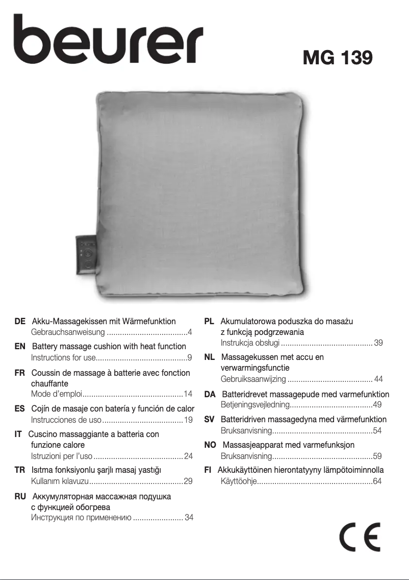 Page n°1 - Manuel utilisateur Beurer MG 139