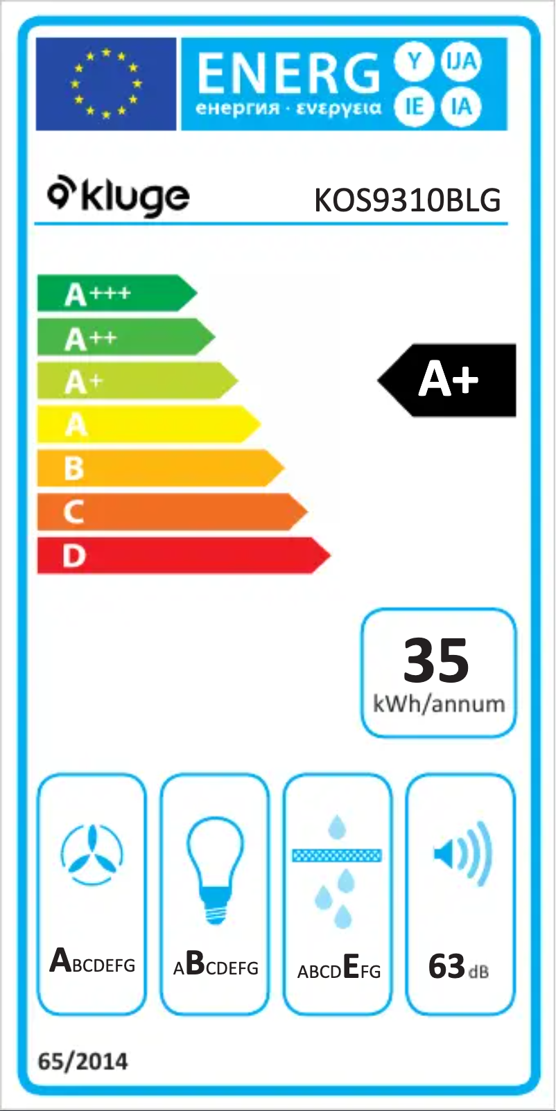Page n°1 - Label énergétique Kluge KOS9240BLG