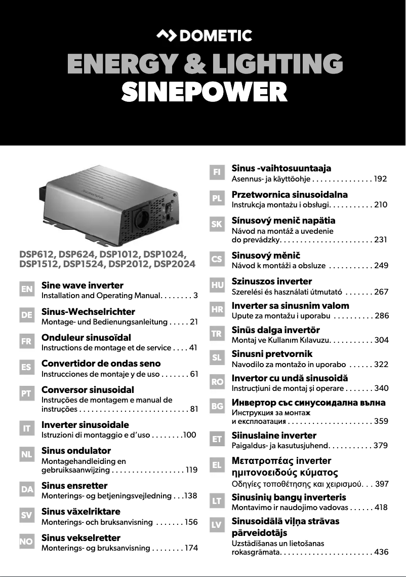 Página 1 del manual Guía de instalación Dometic SinePower DSP 1012