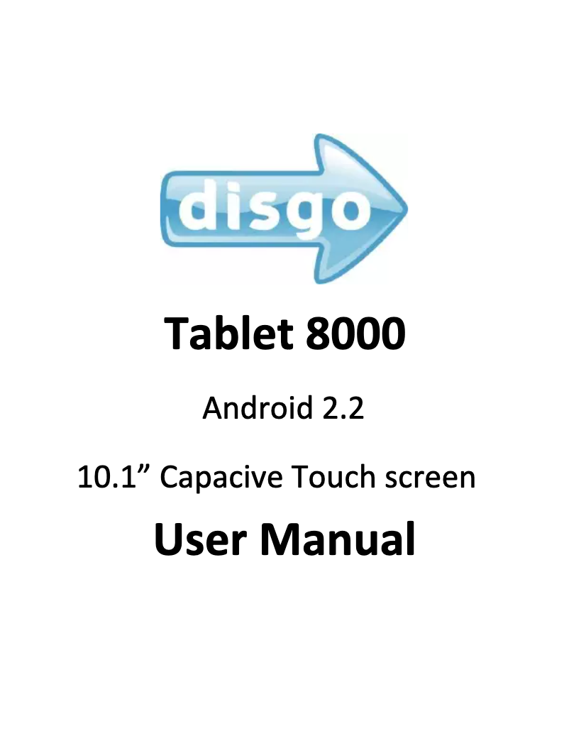 Page n°1 - Manuel utilisateur Disgo Tablet 8000