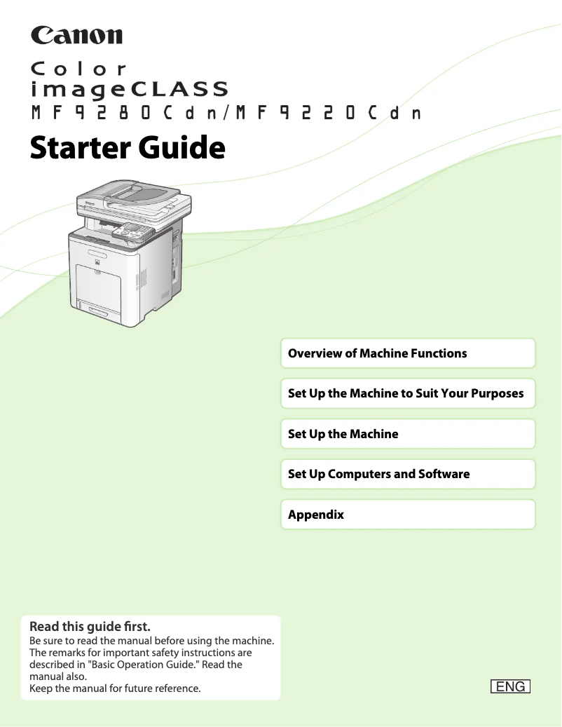 Page n°1 - Guide de démarrage rapide Canon Color imageCLASS MF9220Cdn