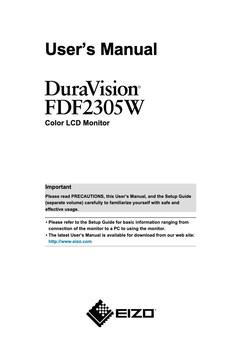 Page 1 de la notice Manuel utilisateur Eizo DuraVision FDF2305W