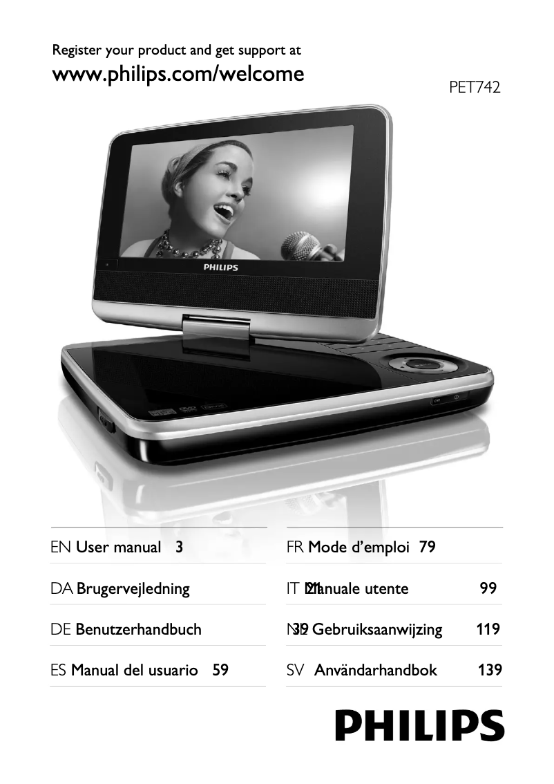 Page 1 de la notice Manuel utilisateur Philips PET742
