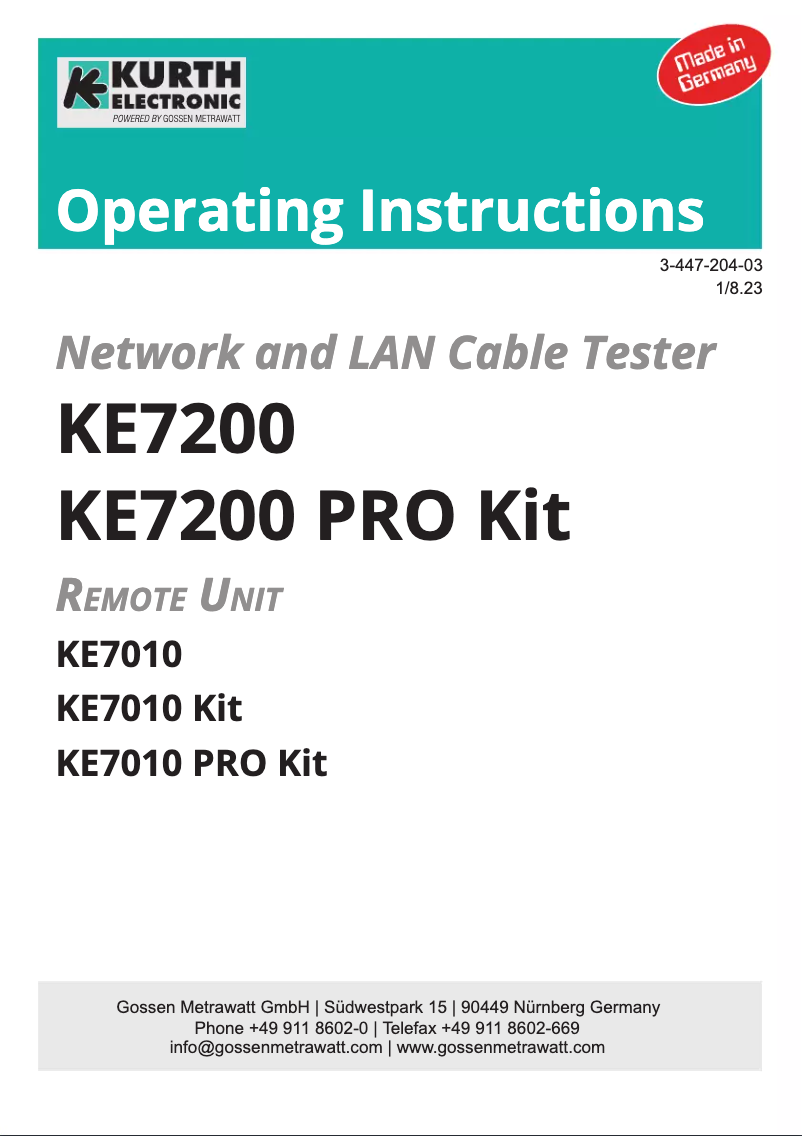 Página 1 del manual Manual de usuario Kurth Electronic KE7200