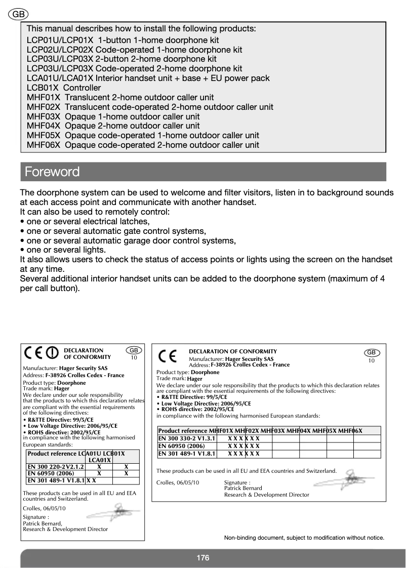 Page 1 de la notice Manuel utilisateur Hager LCB01X