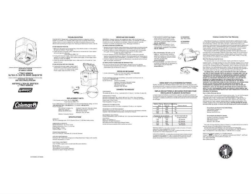 Page 1 de la notice Manuel utilisateur Coleman 3000000540
