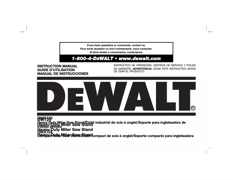 Página 1 del manual Manual de usuario DeWalt DWX723