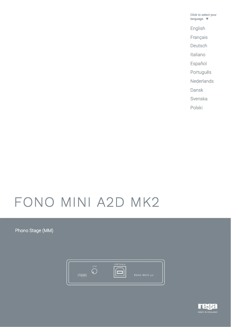 Page n°1 - Manuel utilisateur Rega Fono Mini A2D