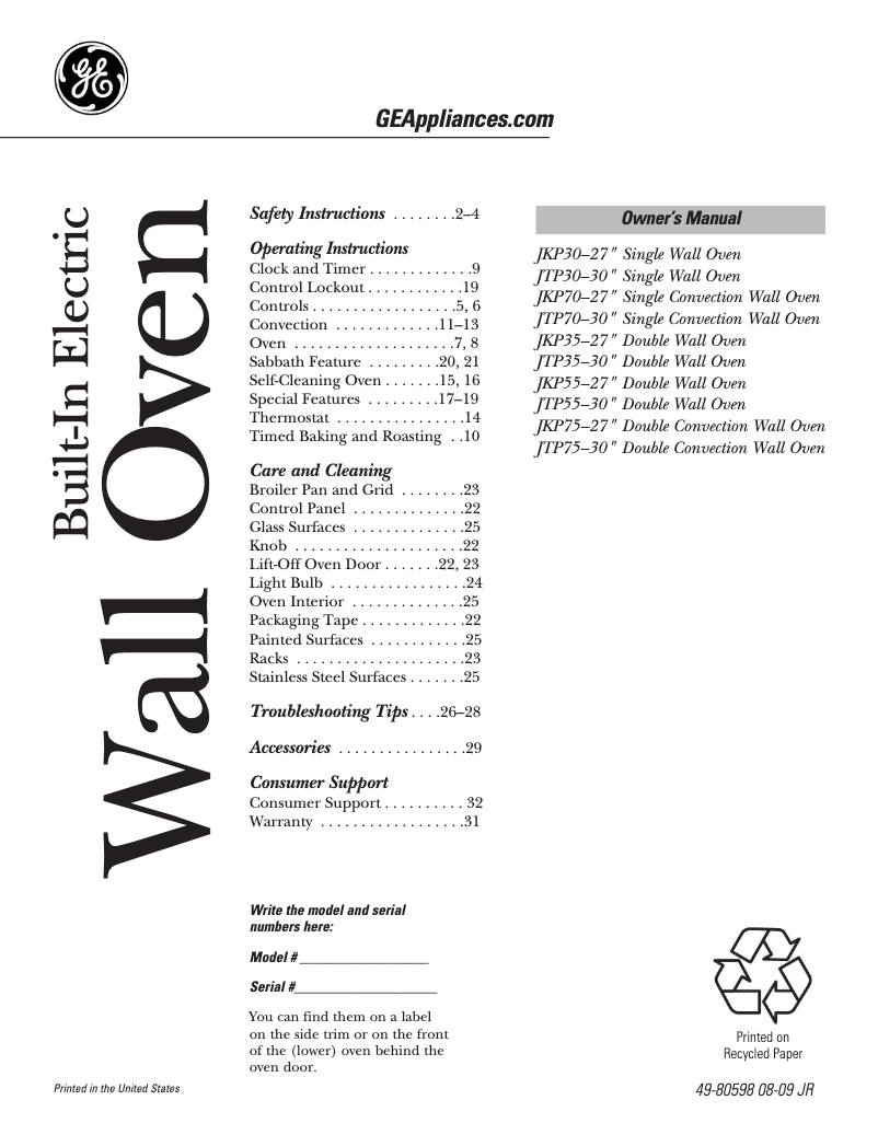 Image de la première page du manuel de l'appareil JKP70WMWW