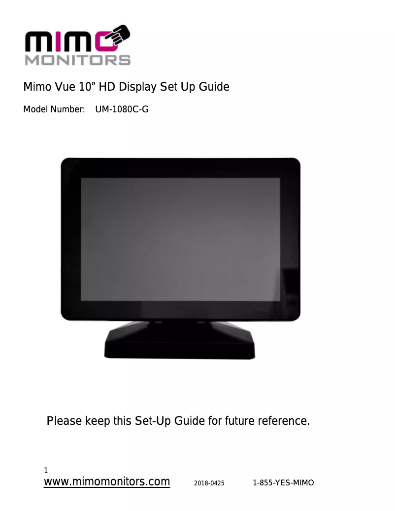 Page n°1 - Manuel utilisateur Mimo Monitors UM-1080C-G