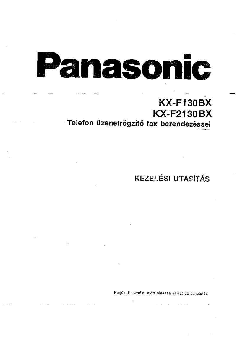 Page 1 de la notice Manuel utilisateur Panasonic KX-F2130BX