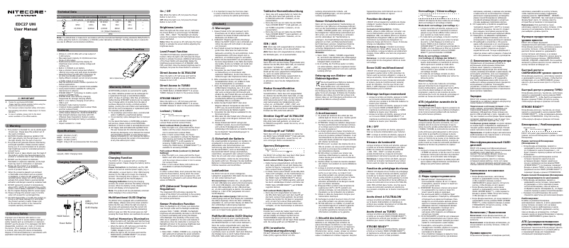 Page 1 de la notice Manuel utilisateur Nitecore EDC27 UHi