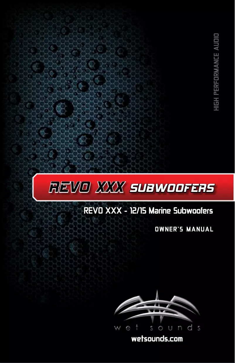 Page n°1 - Manuel utilisateur Wet Sounds REVO 15 XXX V4 B
