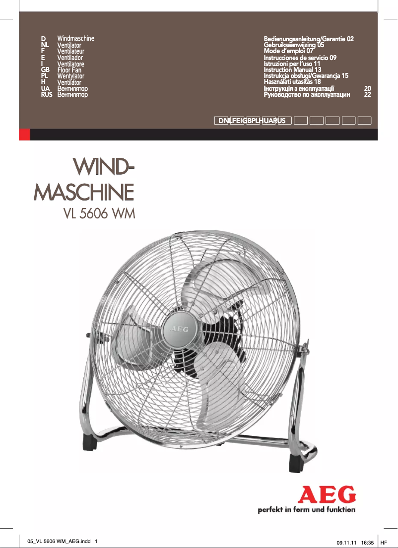 Page n°1 - Manuel utilisateur AEG VL 5606 WM