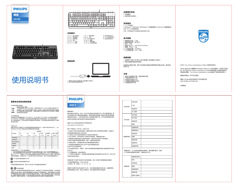 Page 1 of the manual Quick Start Guide Philips SPK6207BL