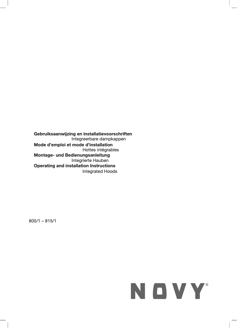 Page n°1 - Manuel utilisateur Novy 805