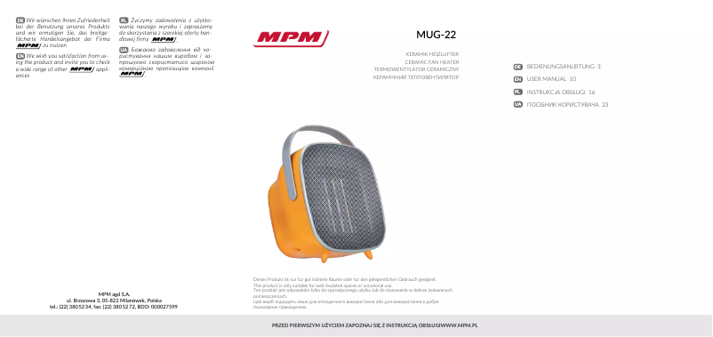 Page n°1 - Manuel utilisateur MPM MUG-22