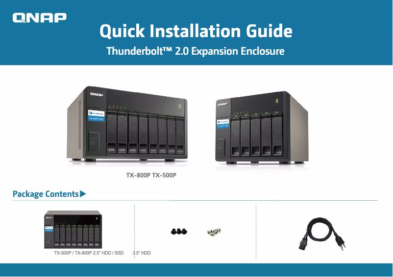 Page 1 de la notice Manuel utilisateur QNAP TX-800P