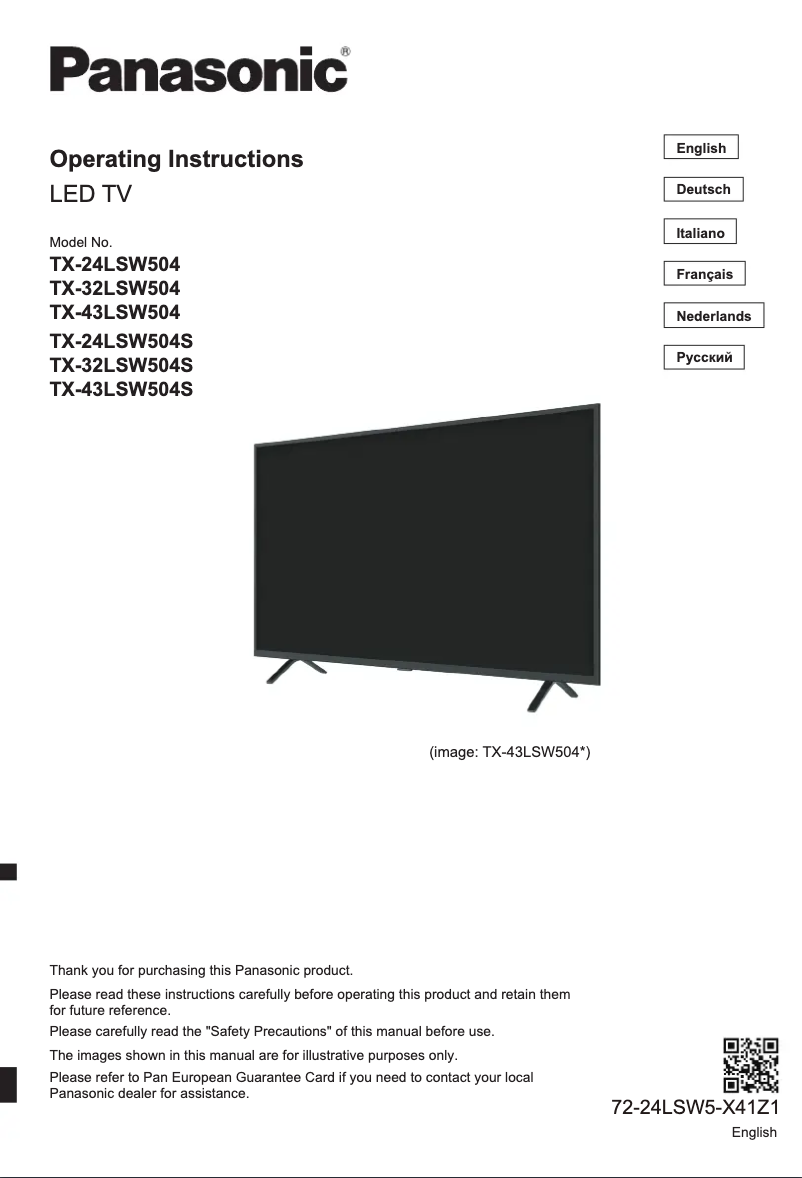 Page 1 de la notice Manuel utilisateur Panasonic TX-43LSW504S