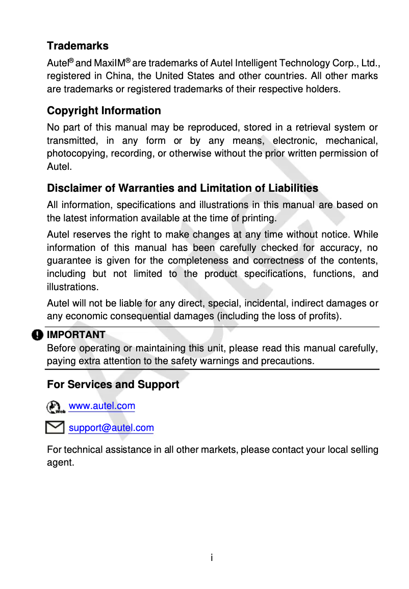 Image de la première page du manuel de l'appareil MaxiIM IM608 PRO