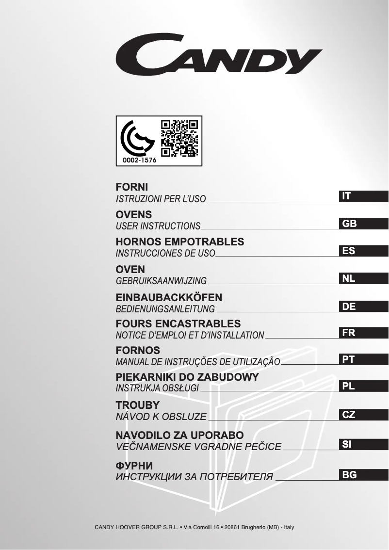 Page 1 de la notice Manuel utilisateur Candy FCE825VX/E