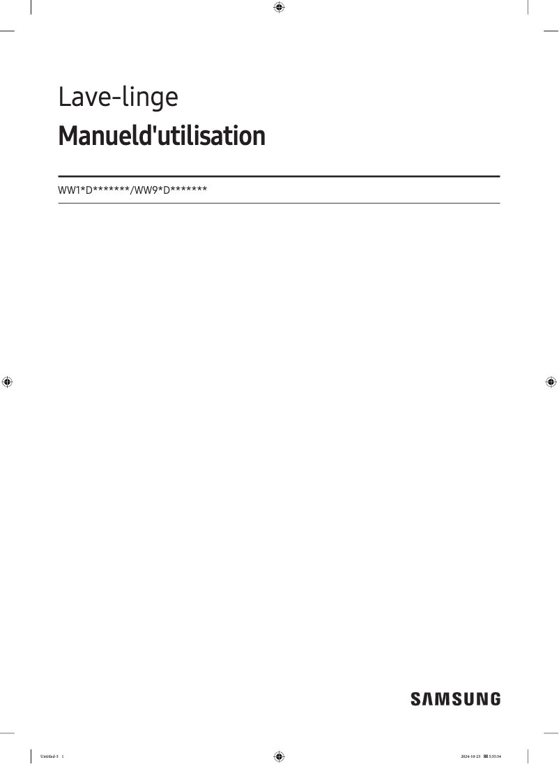 Page 1 de la notice Manuel utilisateur Samsung WW90DG6U8FLK