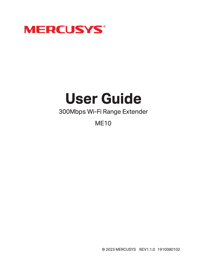 Page n°1 - Manuel utilisateur Mercusys ME10