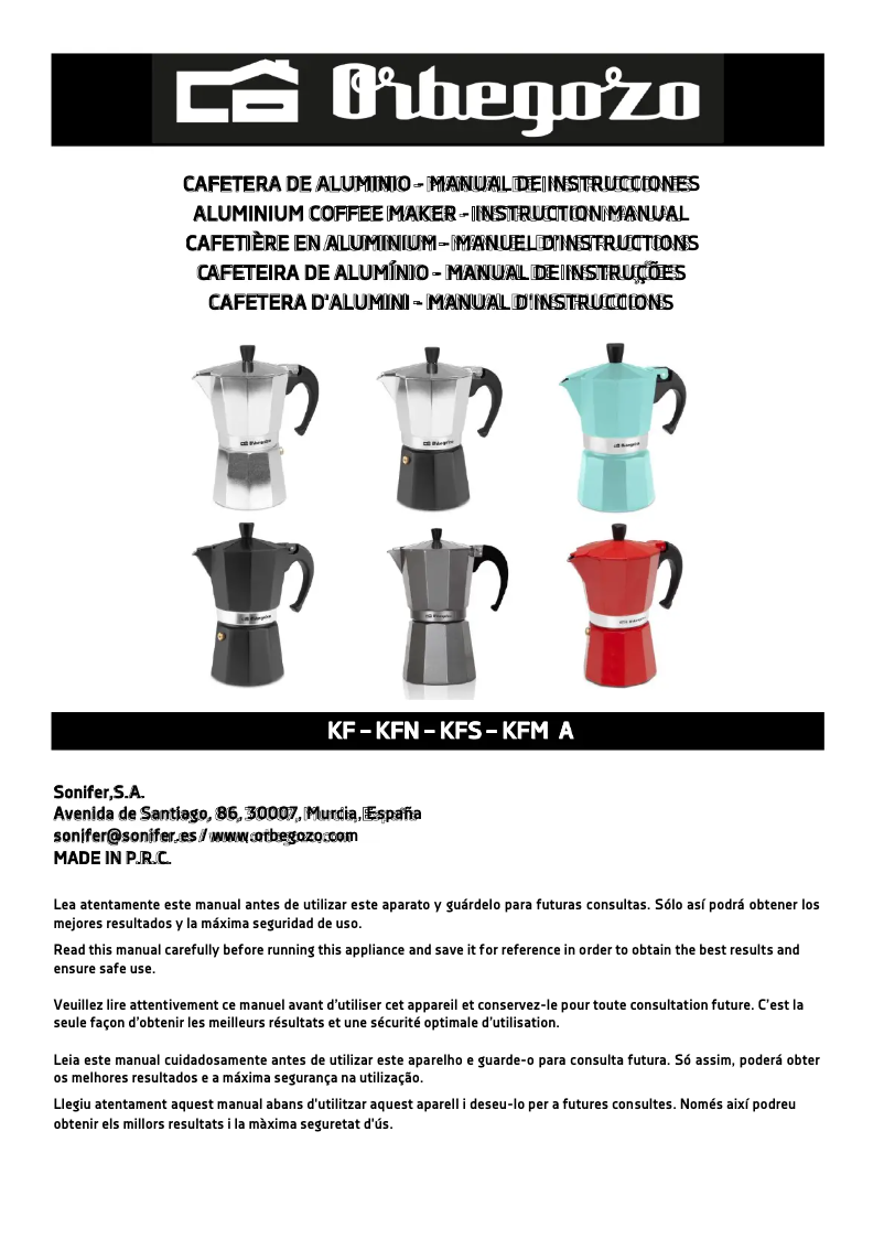 Page 1 de la notice Manuel utilisateur Orbegozo KFR 340