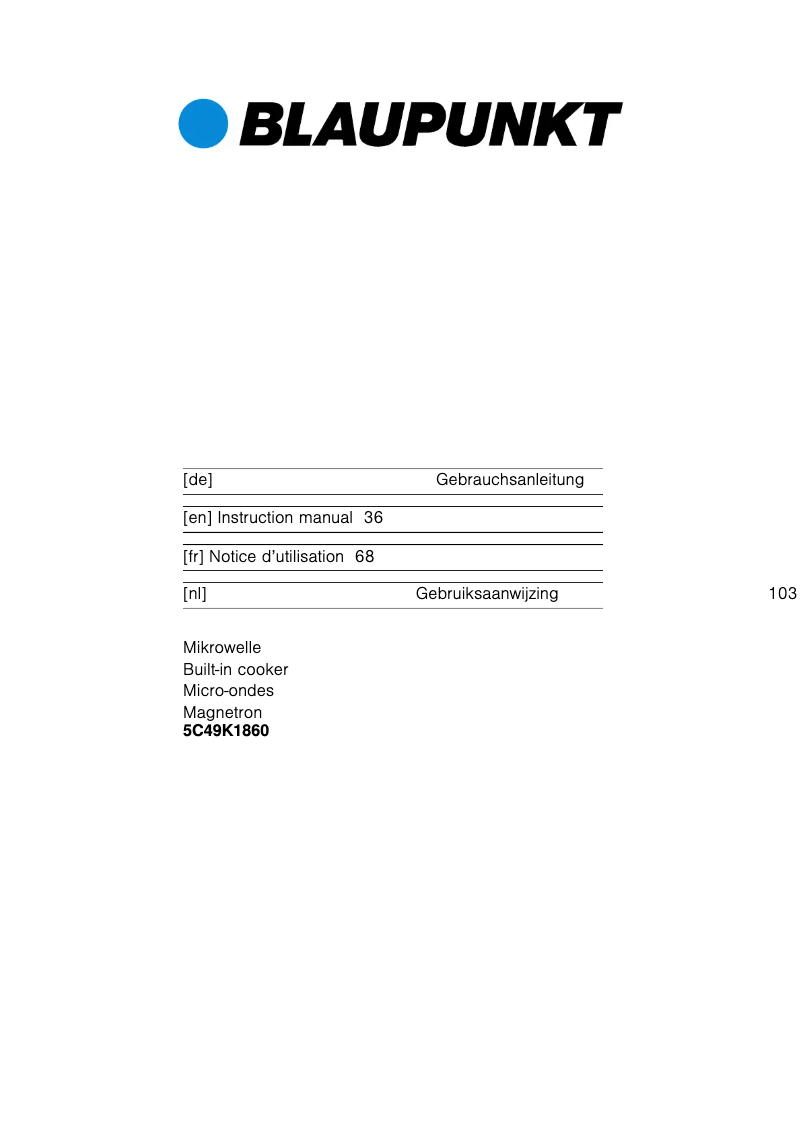 Página 1 del manual Manual de usuario Blaupunkt 5C49K1860