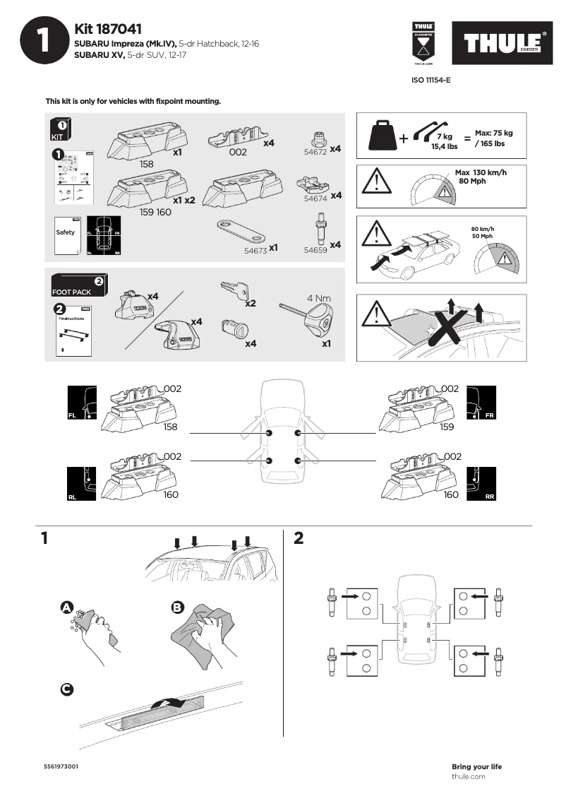 Page n°1 - Manuel utilisateur Thule Kit 187041