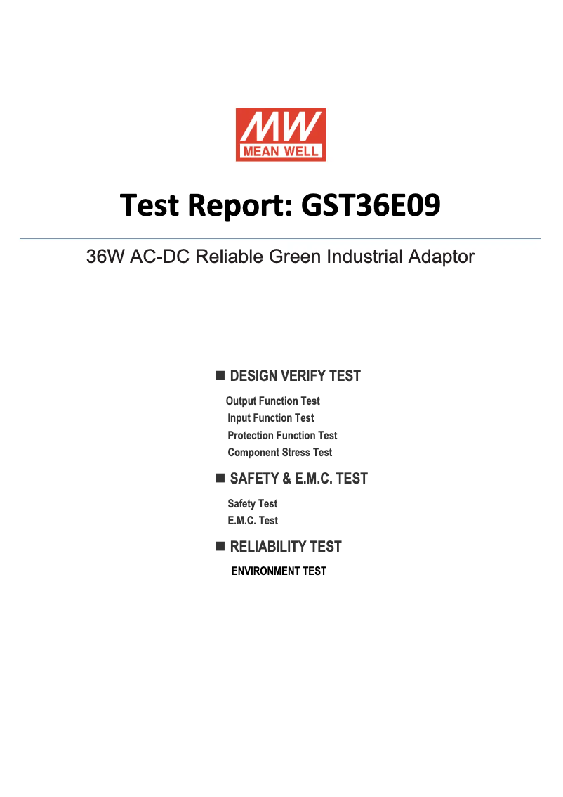 Página 1 del manual Ficha técnica Mean Well GST36E09-P1J